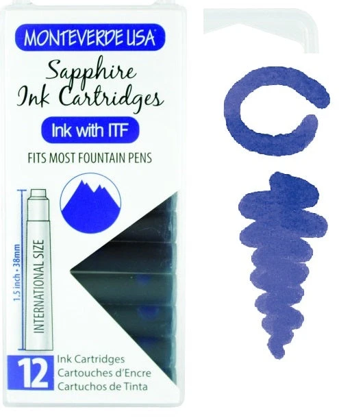 Monteverde International Standard Fountain Pen Ink Cartridges, Sapphire 1 Monteverde International Standard Fountain Pen Ink Cartridges, Sapphire