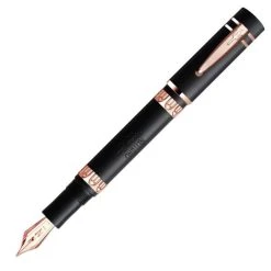 Nettuno 1911 Fountain Pen, Black Sands With Rose Gold Trim, Fine Nib