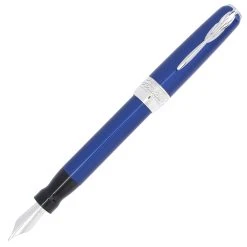 Pineider Full Metal Jacket Fountain Pen, Lightning Blue, Extra Fine Nib