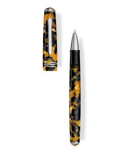 Tibaldi N60 Amber Yellow Resin Rollerball Pen, Palladium Trim