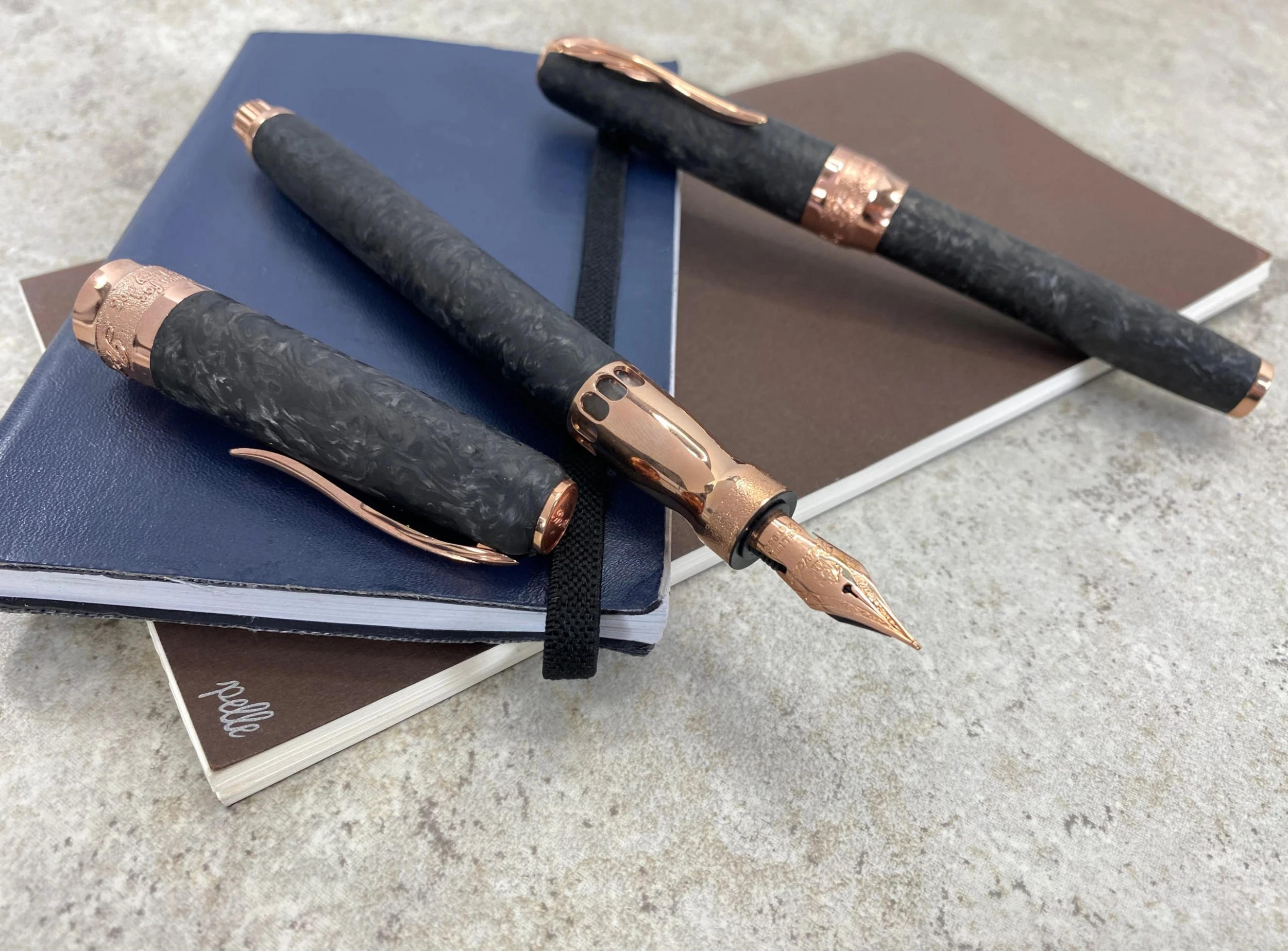 Pineider Limited Edition Forged Carbon Rollerball Pen, Rose Gold Trim 3 Pineider Limited Edition Forged Carbon Rollerball Pen, Rose Gold Trim - Image 3