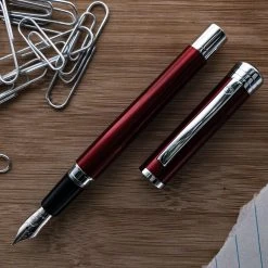 Parker Shop 19 Monteverde Strata Fountain Pen, Red & Chrome