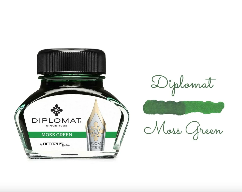 Diplomat Octopus Fountain Pen Ink Bottle, 30ml, Moss Green 1 Diplomat Octopus Fountain Pen Ink Bottle, 30ml, Moss Green